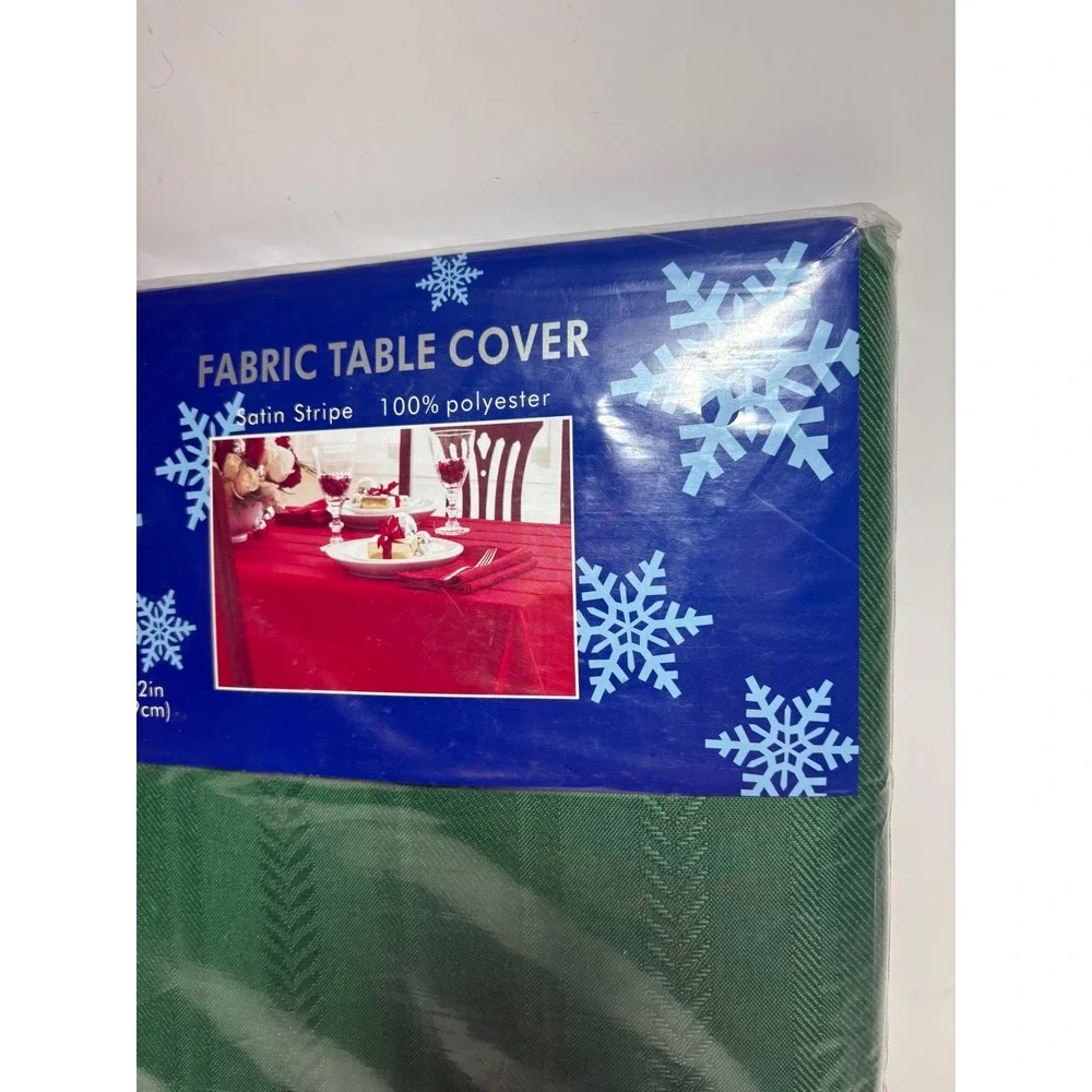 Trim A Home Green Satin Stripe Oblong Fabric Table Cover 60x102 New Old Stock